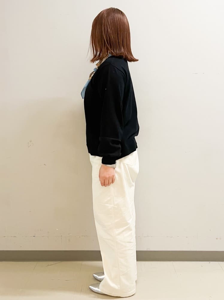 なかさんの「OPAQUE.CLIP｜◆ジョーゼット切替スリーブニット【洗濯機洗い可】」を使ったコーディネート
