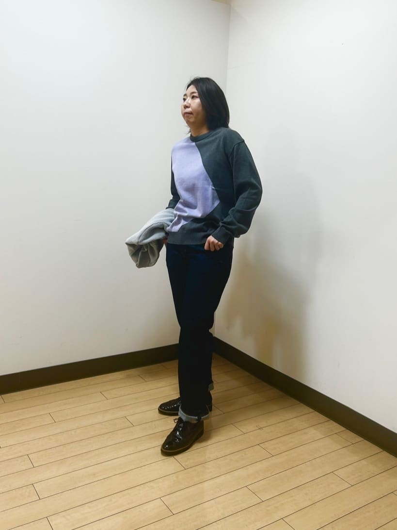 okaさんの「TAKEO KIKUCHI｜【モンスターストレッチ】日本製 ワンウォッシュ デニムパンツ」を使ったコーディネート