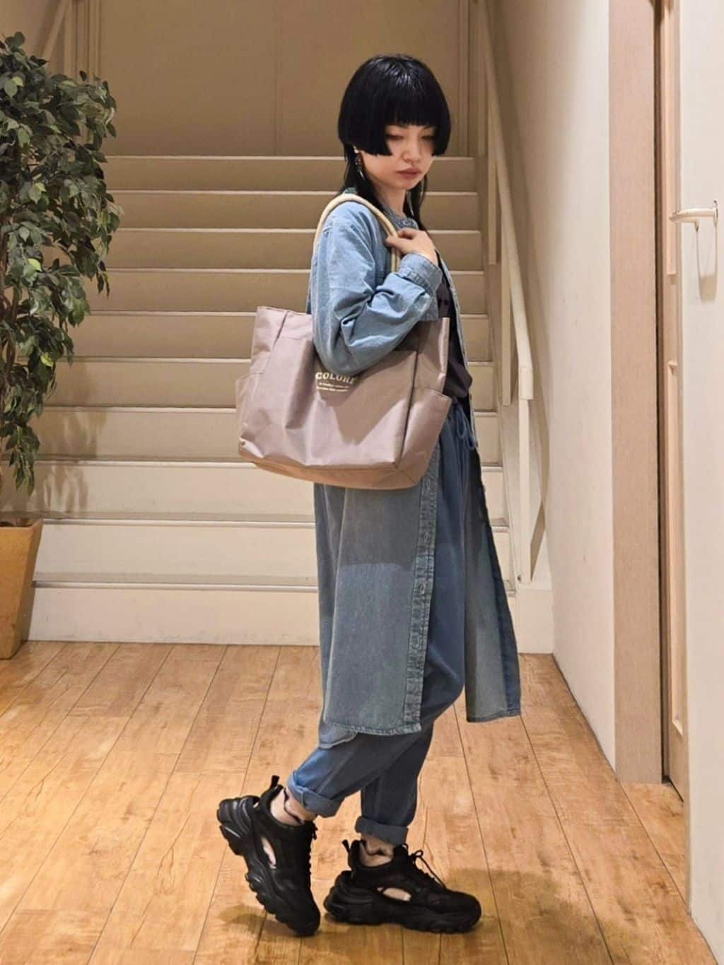 ＊yuki＊さんの「SHOO･LA･RUE｜◆【洗える/体型カバー】デニム シャツワンピース」を使ったコーディネート