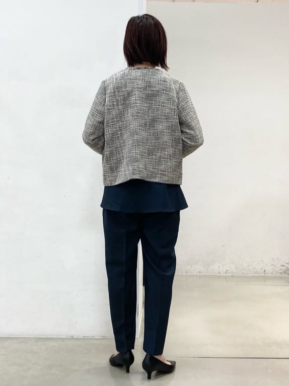 fujiさんの「THE SHOP TK｜◆【ONOFF活躍/セレモニー/通勤】ツイードノーカラージャケット/洗える」を使ったコーディネート