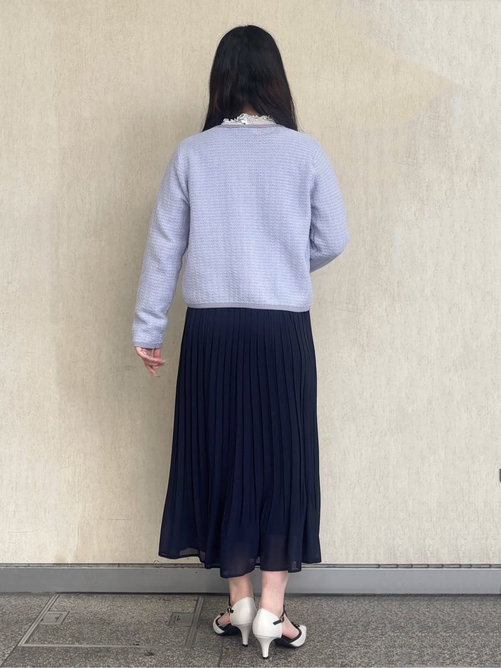 ささんの「OPAQUE.CLIP｜《新色追加》着丈が選べる！プリーツフレアスカート【イージーケア／防シワ／洗濯機洗い可】」を使ったコーディネート