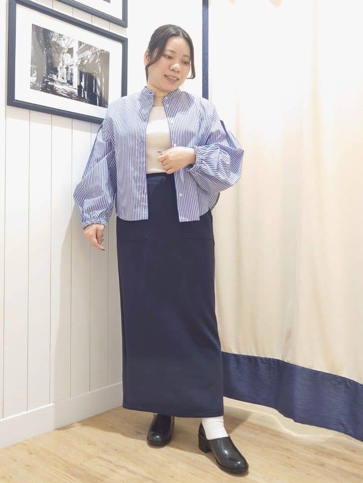 Haraさんの「Dessin｜◆【ウエストゴム・洗える】ダンボールジャージストレートスカート（XS～L）」を使ったコーディネート