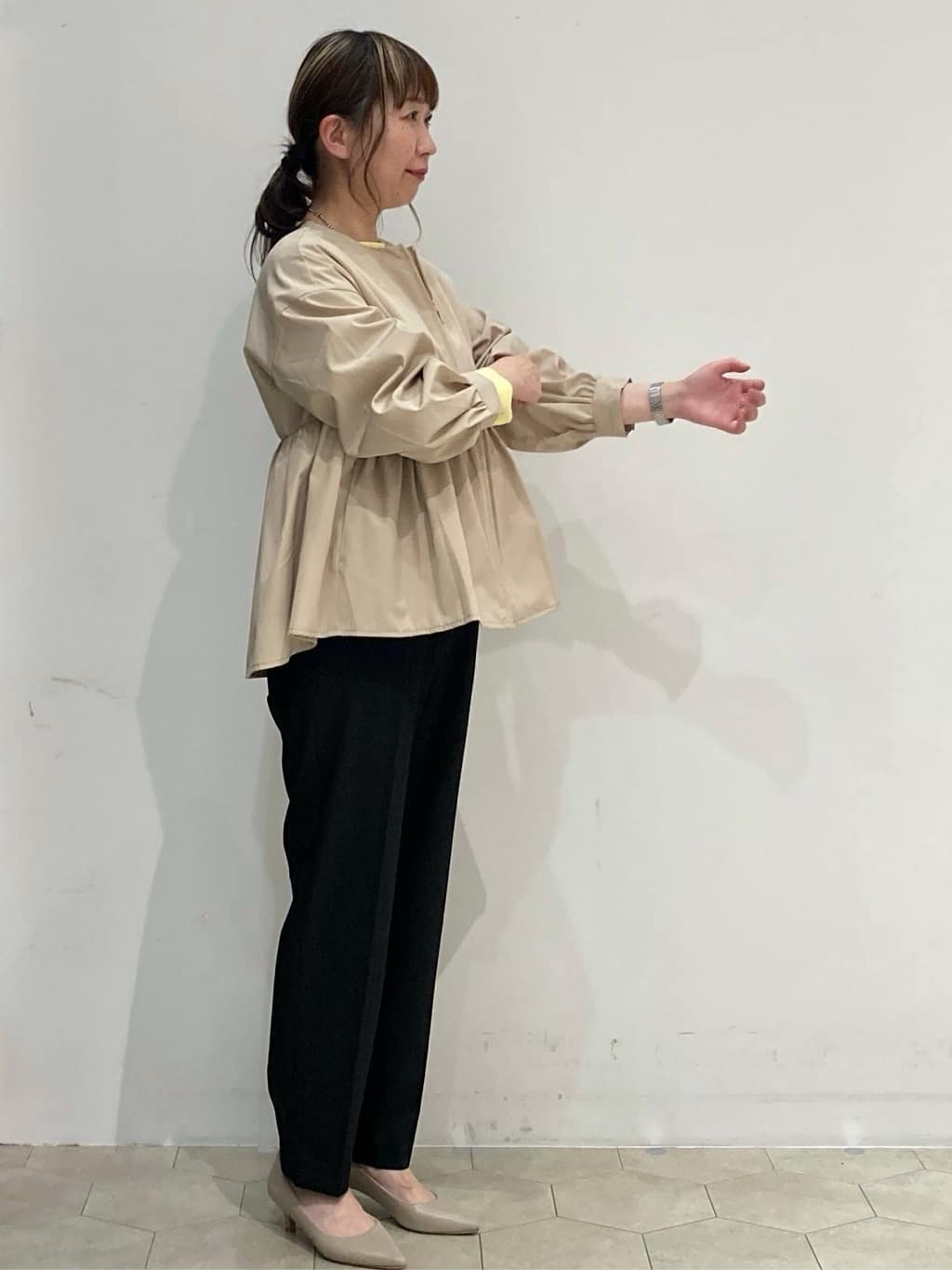 MAKOさんの「OPAQUE.CLIP｜◆撥水ノーカラーペプラムブルゾン【洗濯機洗い可／花粉対応】」を使ったコーディネート