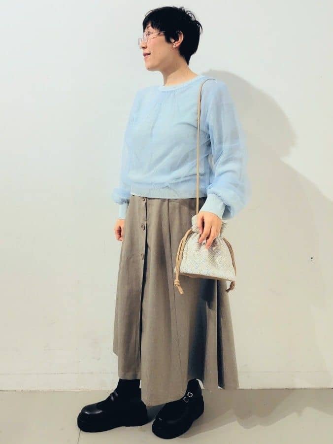 kodamaさんの「THE SHOP TK｜◆チュール&times;ラメニット【洗える】」を使ったコーディネート