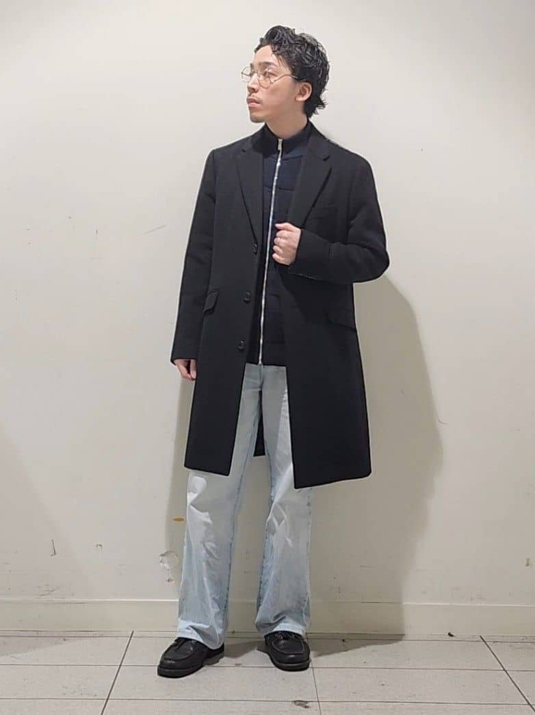 Maedaさんの「TAKEO KIKUCHI｜ウールカシミヤブレンド チェスターコート」を使ったコーディネート