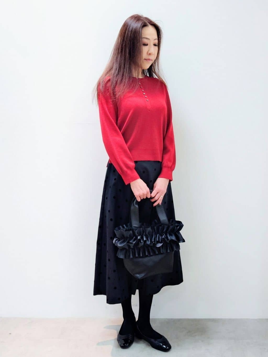 yoshiさんの「Reflect｜◆ドットプリントフレアスカート」を使ったコーディネート