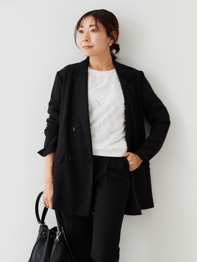 YUさんの「INDIVI｜◆【トレンド／華やか】フリンジカットジャカードトップス」を使ったコーディネート