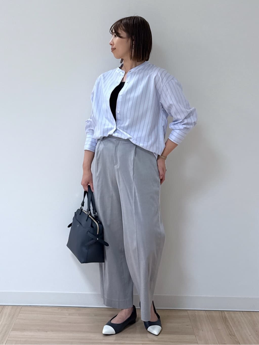amiさんの「Reflect｜◆【夏SALE／接触冷感／洗える】ストライプコクーンシルエットシャツ」を使ったコーディネート