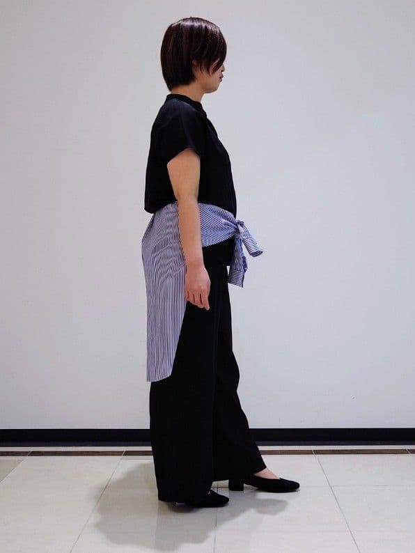 gissyさんの「INDIVI｜【褒められパンツ／洗える／ウエストゴム】ワイドタックパンツ」を使ったコーディネート