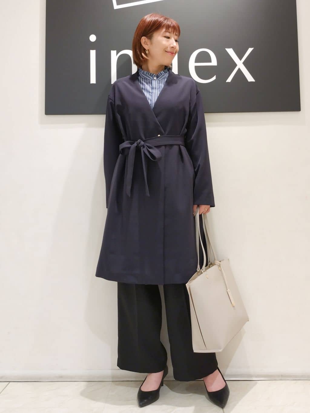 n.さんの「index｜◆ストレッチノーカラーコート【洗濯機洗い可／イージーアイロン】」を使ったコーディネート