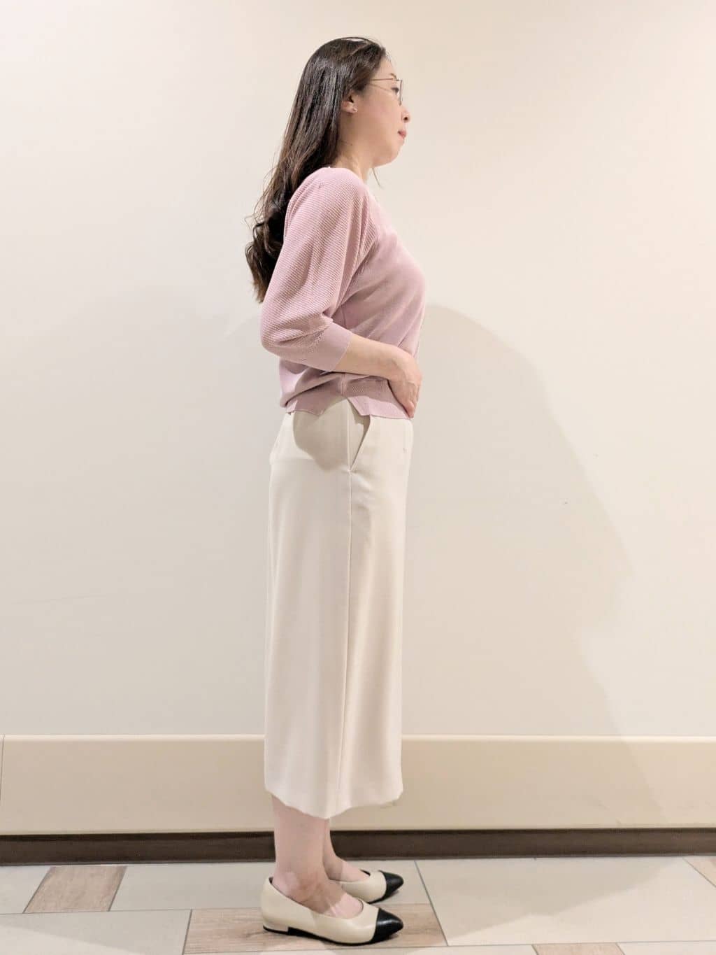 imamiさんの「Reflect｜◆【接触冷感／洗える／ジャケットインナーにおすすめ】レースデザインニット」を使ったコーディネート