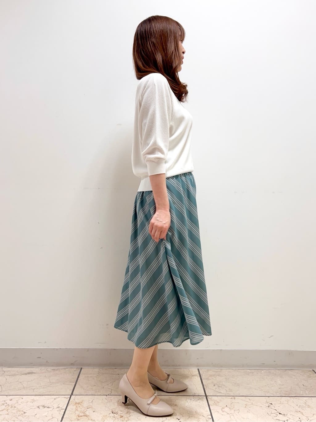 yuさんの「Reflect｜◆【手洗い可】ストライプ柄シアースカート」を使ったコーディネート