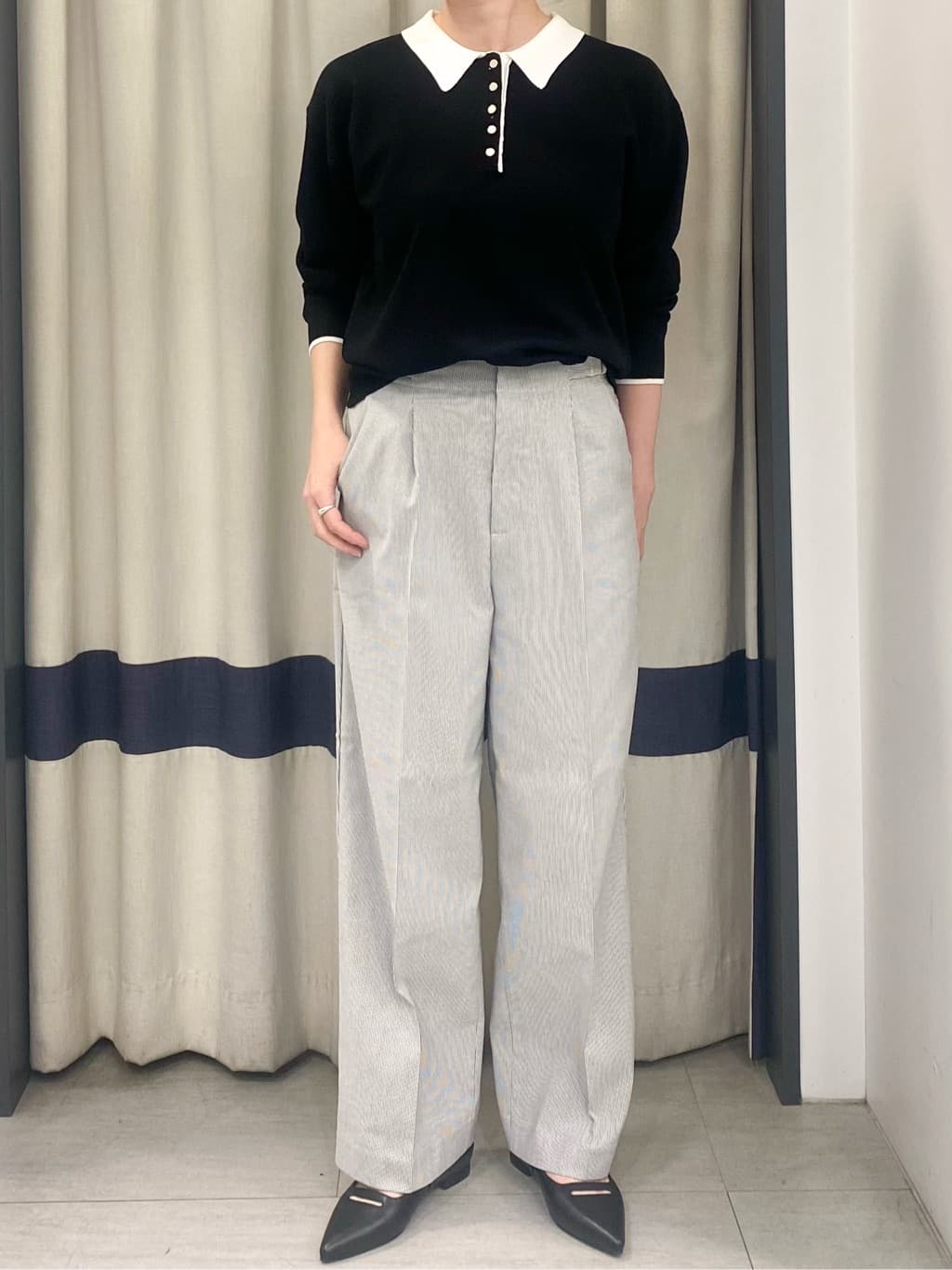 eguchiさんの「grove｜◆配色ポロニットプルオーバー」を使ったコーディネート