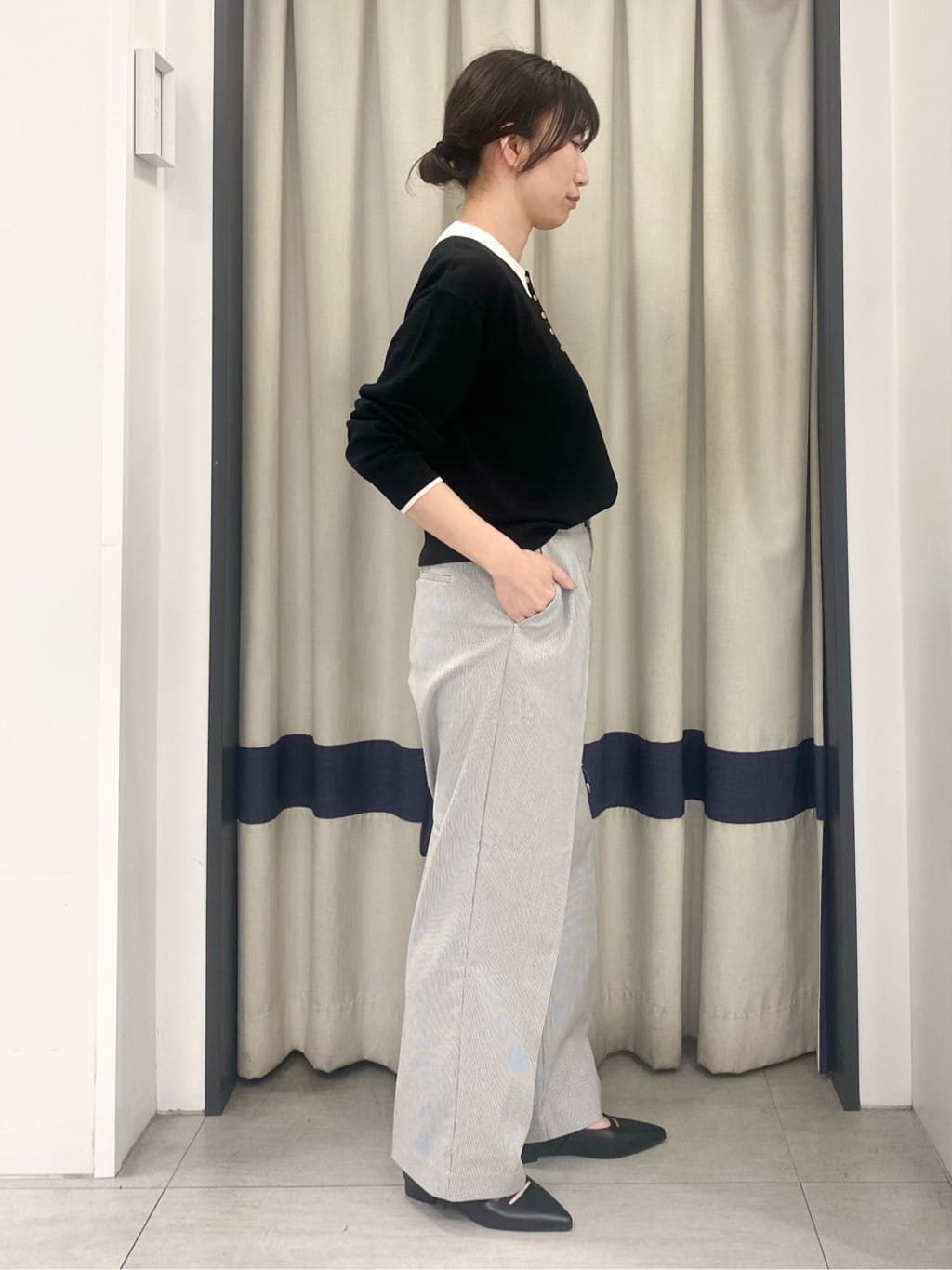 eguchiさんの「grove｜◆配色ポロニットプルオーバー」を使ったコーディネート