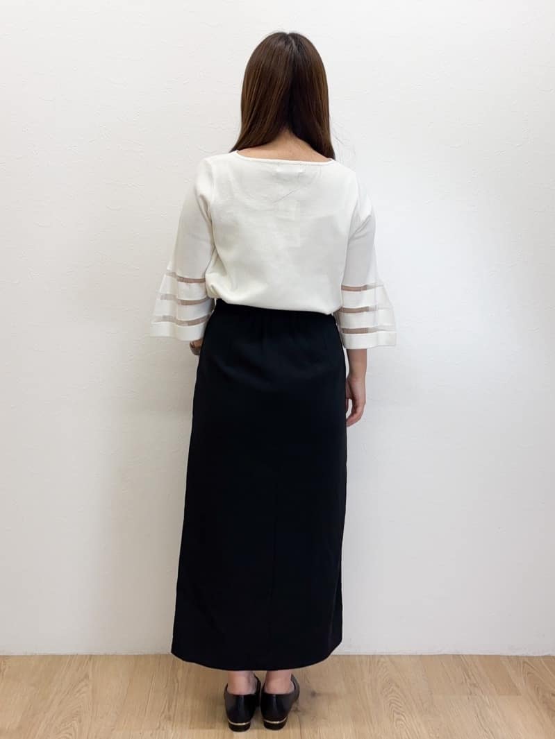 Haruさんの「OPAQUE.CLIP｜◆《6色展開》シアーボーダーフレアスリーブニット【洗濯機洗い可】」を使ったコーディネート