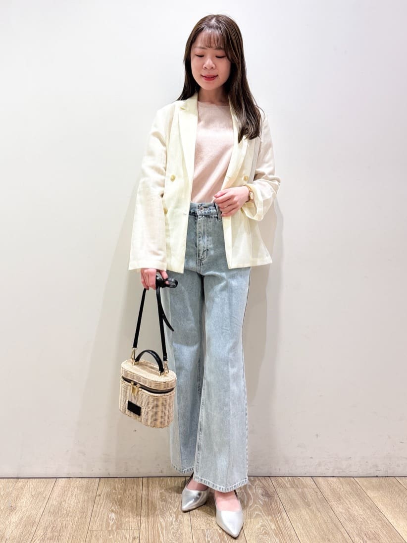 ayaさんの「index｜麻調シアーダブルブレストテーラードジャケット【洗濯機洗い可】」を使ったコーディネート