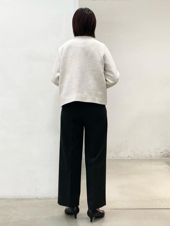 fujiさんの「THE SHOP TK｜◆【ONOFF活躍/セレモニー/通勤】ツイードノーカラージャケット/洗える」を使ったコーディネート