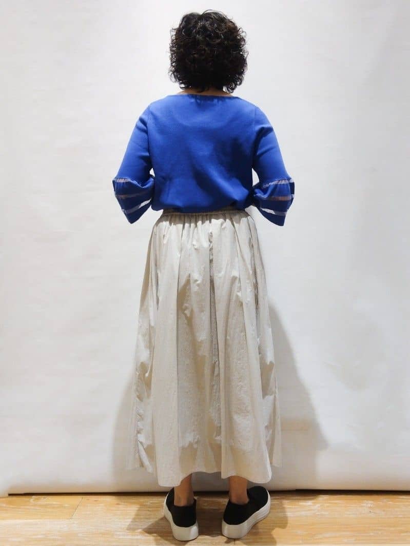 ぽんさんの「OPAQUE.CLIP｜◆《6色展開》シアーボーダーフレアスリーブニット【洗濯機洗い可】」を使ったコーディネート