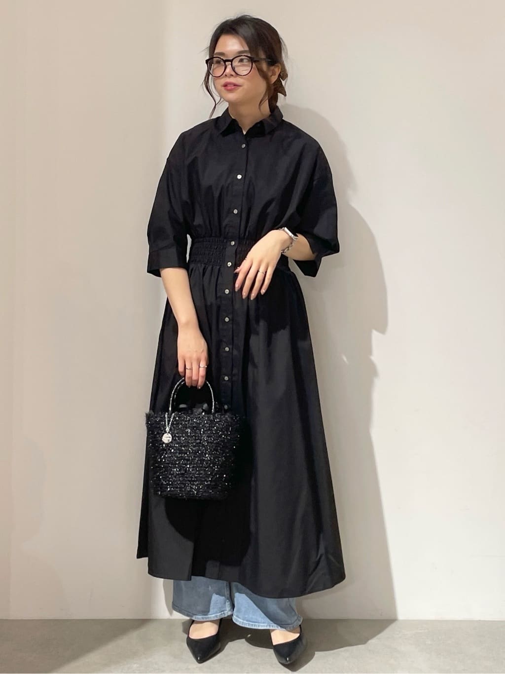 kanahoさんの「OPAQUE.CLIP｜◆《5色展開》フィット＆フレアシャツワンピース【洗濯機洗い可】」を使ったコーディネート