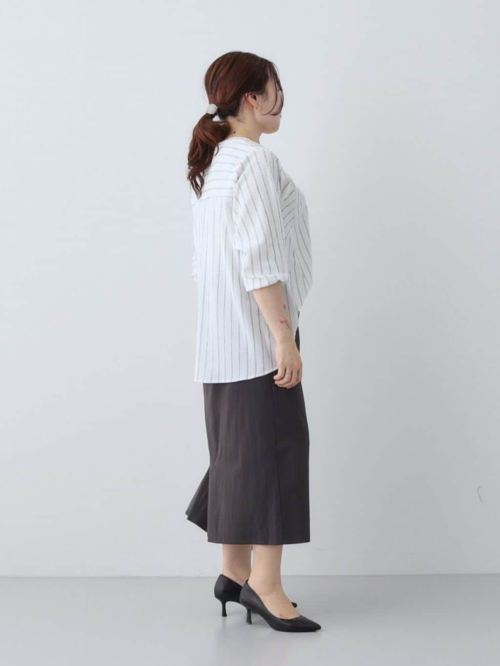 kaoさんの「INDIVI｜◆【洗える／凹凸素材】ブラウスライク デザインジャージトップス」を使ったコーディネート