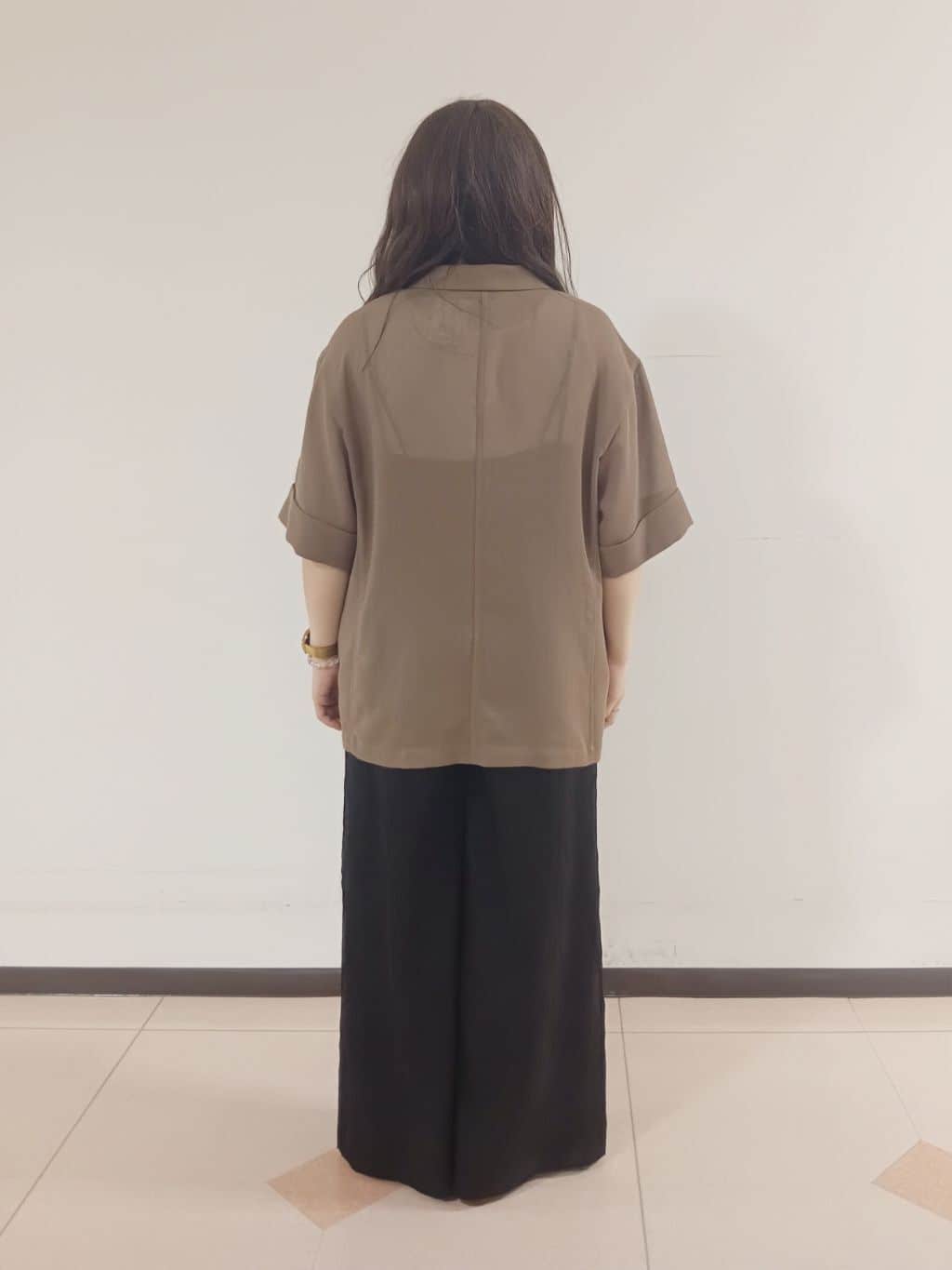 kaoさんの「INDIVI｜◆【洗える／メッシュ素材】リネンライク半袖ダブルジャケット」を使ったコーディネート
