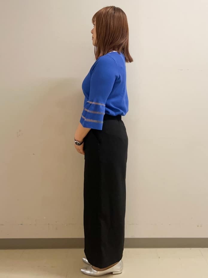 なかさんの「OPAQUE.CLIP｜◆《6色展開》シアーボーダーフレアスリーブニット【洗濯機洗い可】」を使ったコーディネート