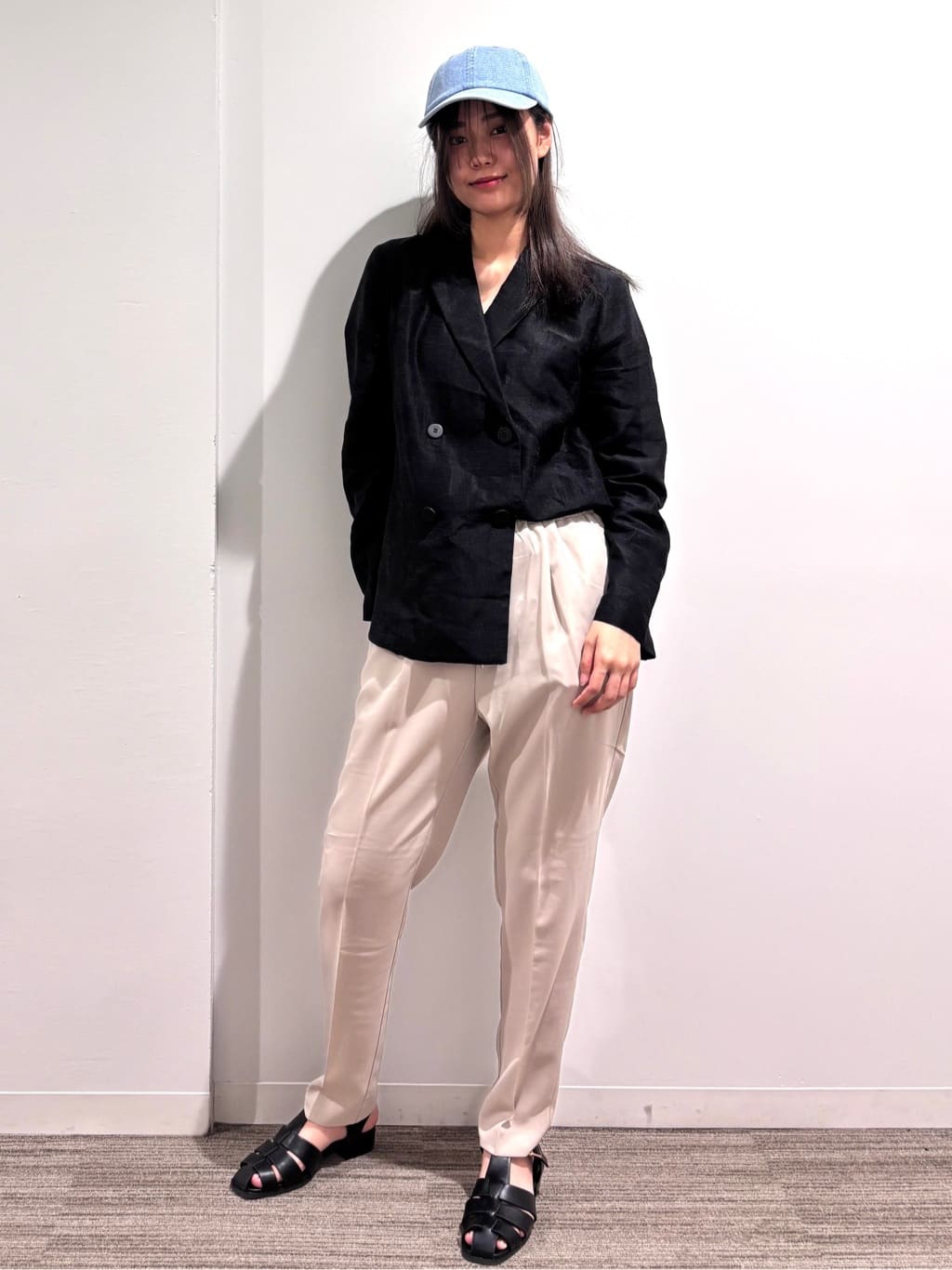 Ricoさんの「OPAQUE.CLIP｜麻調シアーダブルブレストテーラードジャケット【洗濯機洗い可】」を使ったコーディネート