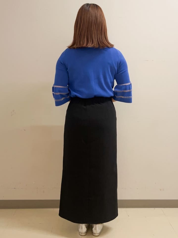 なかさんの「OPAQUE.CLIP｜◆《6色展開》シアーボーダーフレアスリーブニット【洗濯機洗い可】」を使ったコーディネート