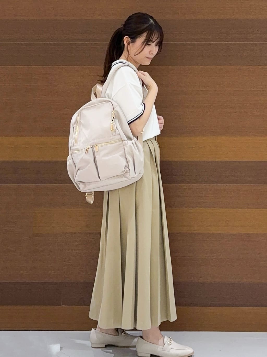 まみさんの「OPAQUE.CLIP｜◆ロゴ刺繍ポロニット【洗濯機洗い可／抗ピル】」を使ったコーディネート