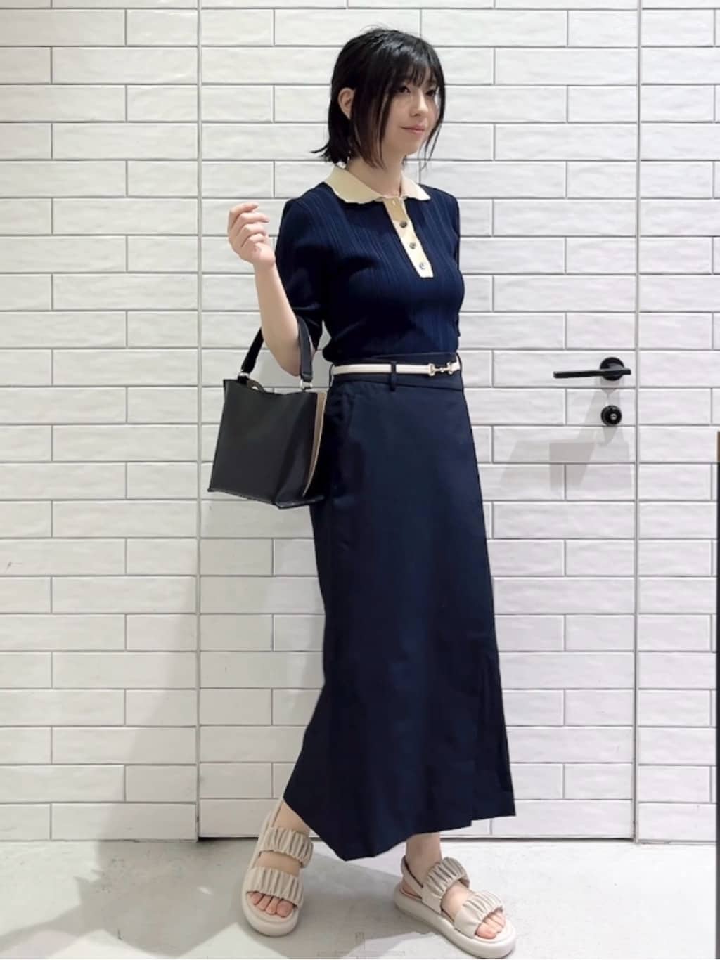 しおりさんの「OPAQUE.CLIP｜スライドベルト」を使ったコーディネート
