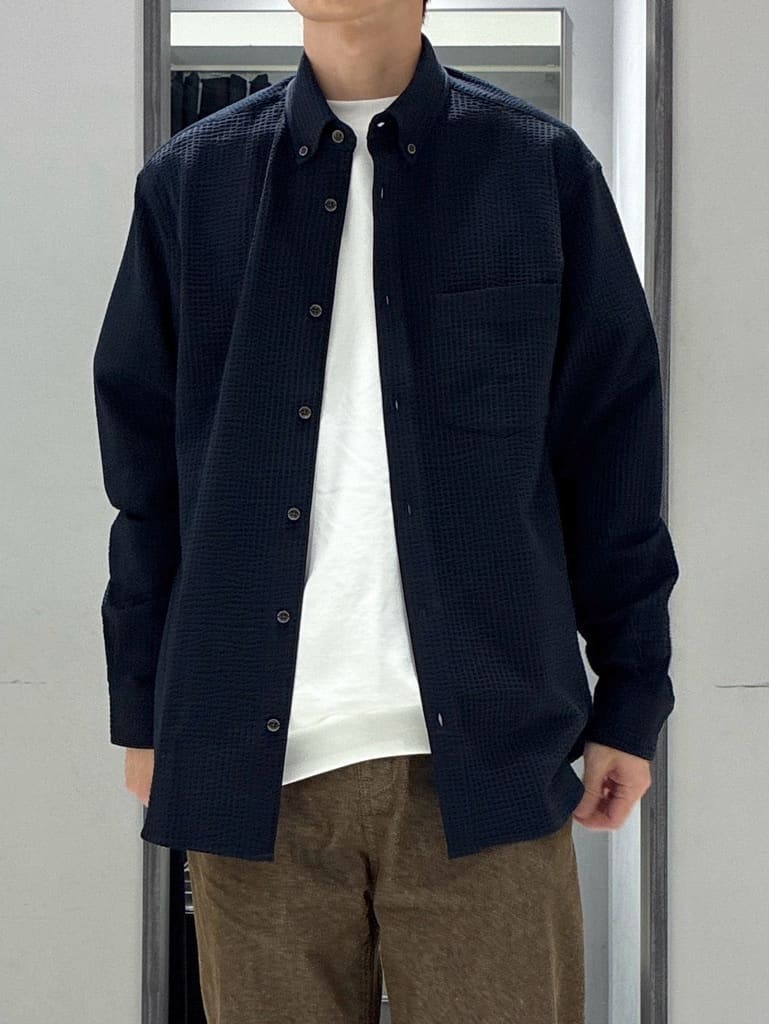 わいずみさんの「TAKEO KIKUCHI｜【抗菌防臭/シーズンレス】シアサッカー ジャージシャツ」を使ったコーディネート