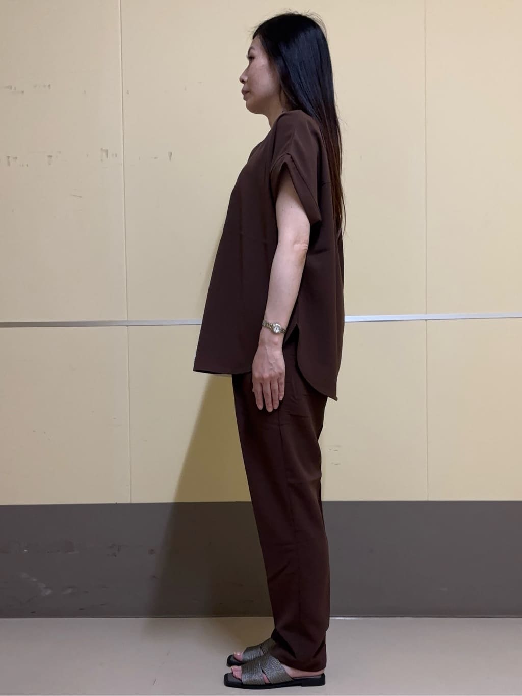 あきさんの「OPAQUE.CLIP｜《7色展開／SS-LLサイズ》ストレッチスキッパーブラウス／セットアップ対応【洗濯機洗い可／防シワ】」を使ったコーディネート
