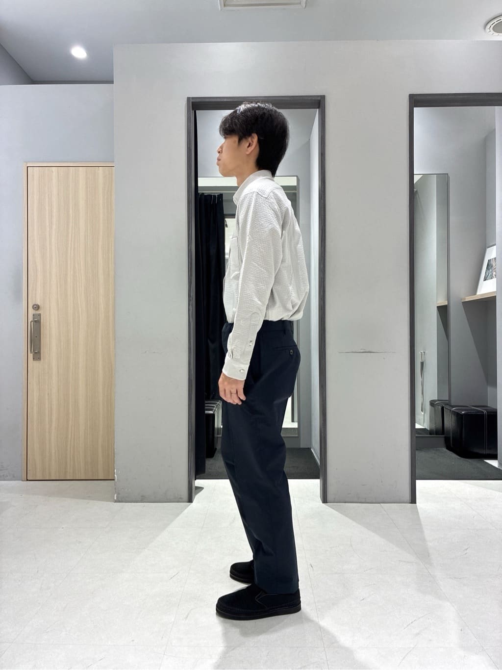 わいずみさんの「TAKEO KIKUCHI｜【抗菌防臭】COOL DOTS（R）ドビープリント ジャケット」を使ったコーディネート