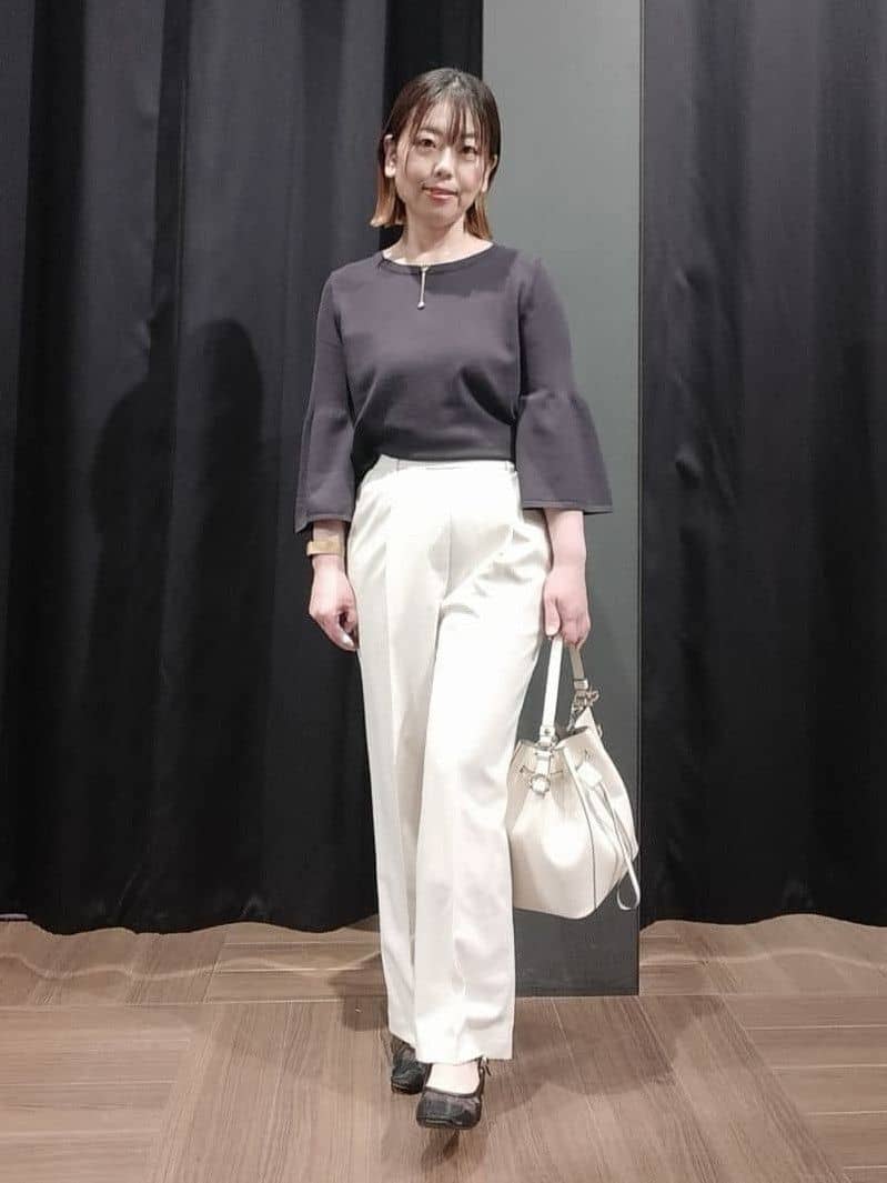 naoさんの「THE SHOP TK｜◆【接触冷感/体型カバー】7分袖フレアニット/洗濯機OK/ＵＶケア」を使ったコーディネート
