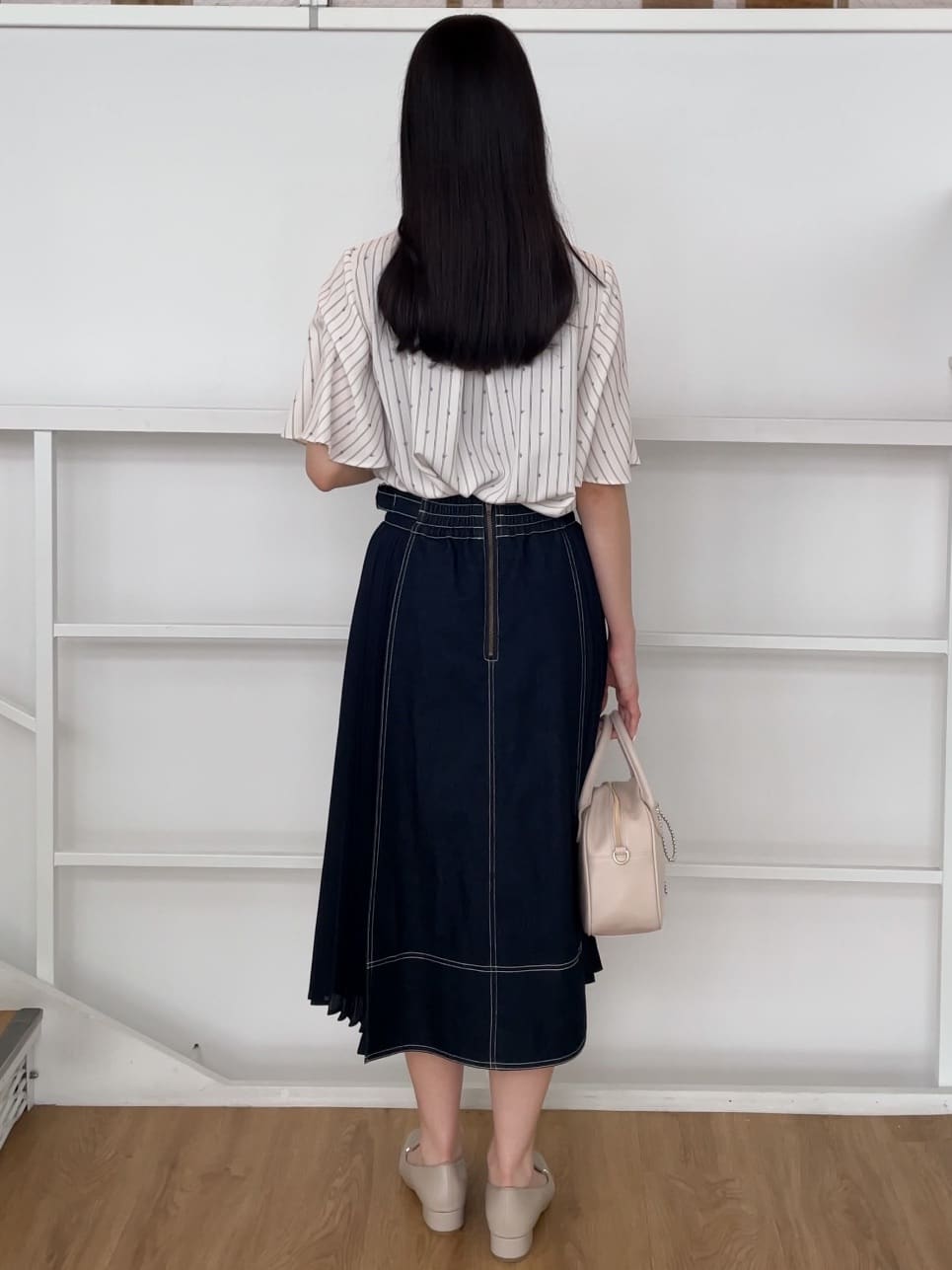 NATSUMIさんの「grove｜グローブ人気のスカート！デニムサイドプリーツスカート」を使ったコーディネート