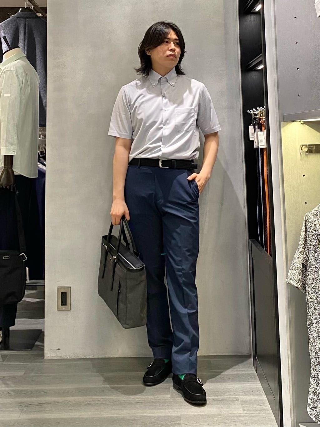 nishiさんの「TAKEO KIKUCHI｜【抗菌防臭】COOL DOTS（R）ドビープリント ジャケット」を使ったコーディネート