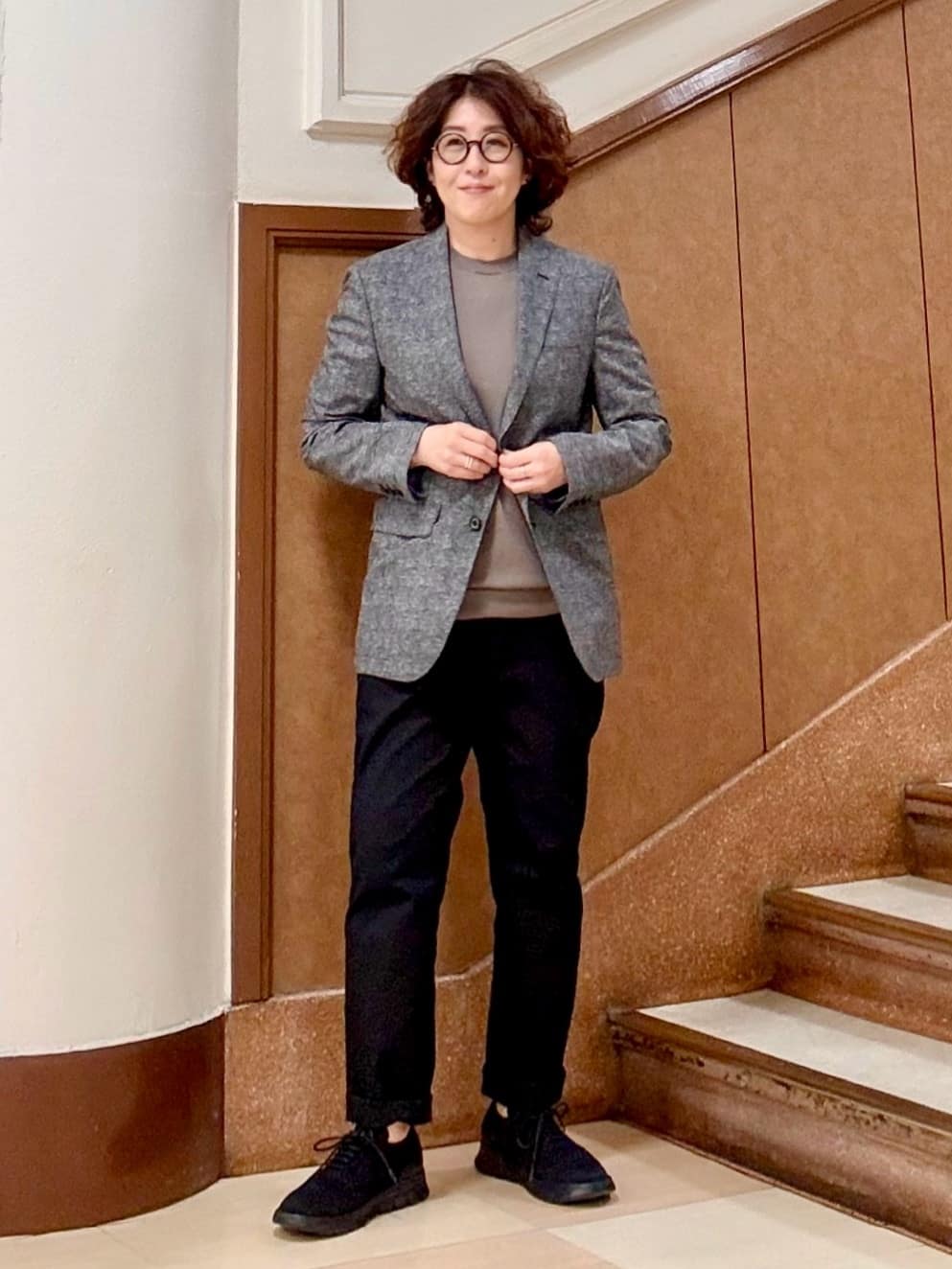 のぐみさんの「TAKEO KIKUCHI｜【抗菌防臭】COOL DOTS（R）ドビープリント ジャケット」を使ったコーディネート