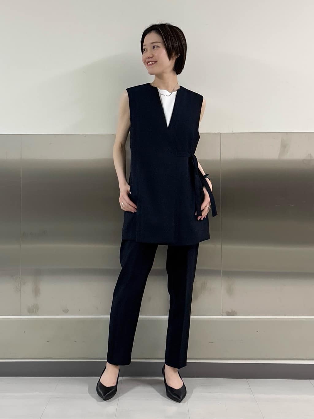 kanaeさんの「INDIVI｜【洗える／レイヤードにも活躍】ペプラムインナートップス」を使ったコーディネート