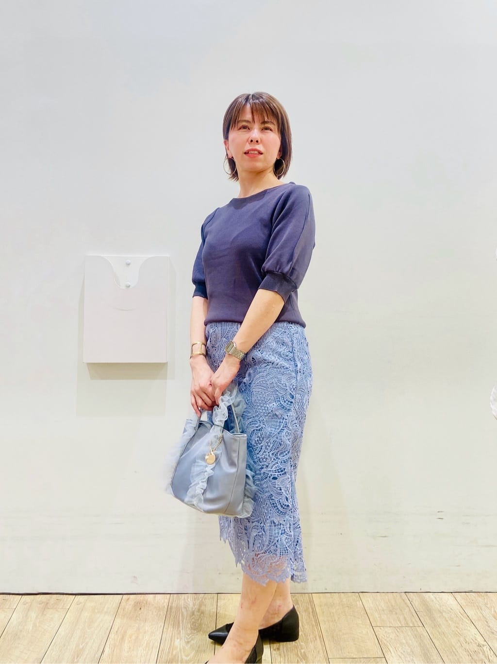 YUKOさんの「index｜《6色展開／XS-LLサイズ》ドライタッチ デザインスリーブニット【洗濯機洗い可／接触冷感／抗ピル】」を使ったコーディネート