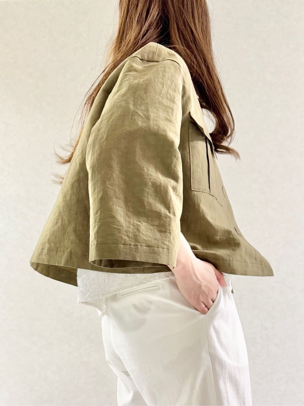 sayuさんの「UNTITLED｜◆【トレンド/七分袖】タイプライター ノーカラージャケット」を使ったコーディネート