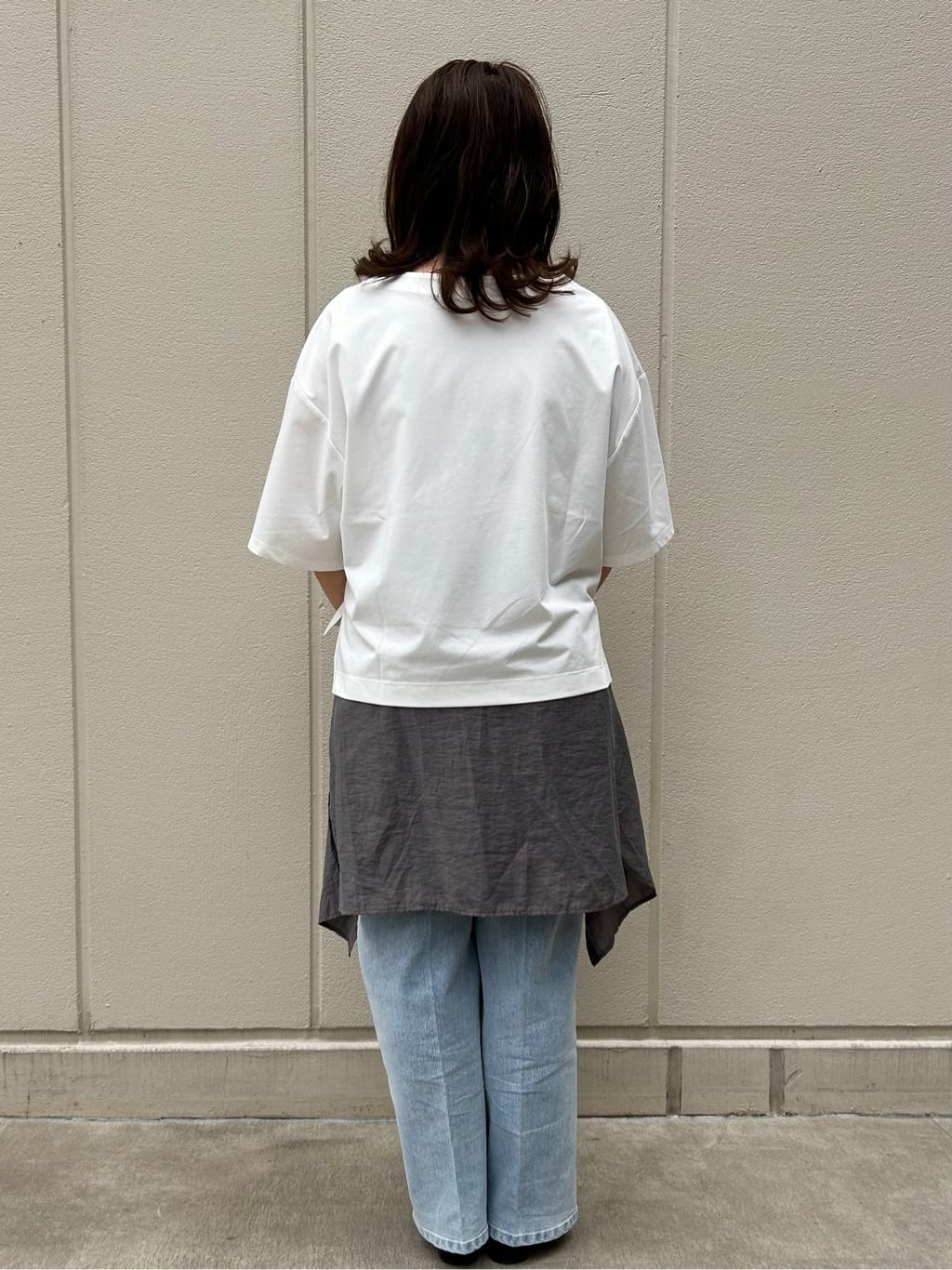 naomiさんの「OPAQUE.CLIP｜◆ボートネックショートTシャツ【洗濯機洗い可】」を使ったコーディネート