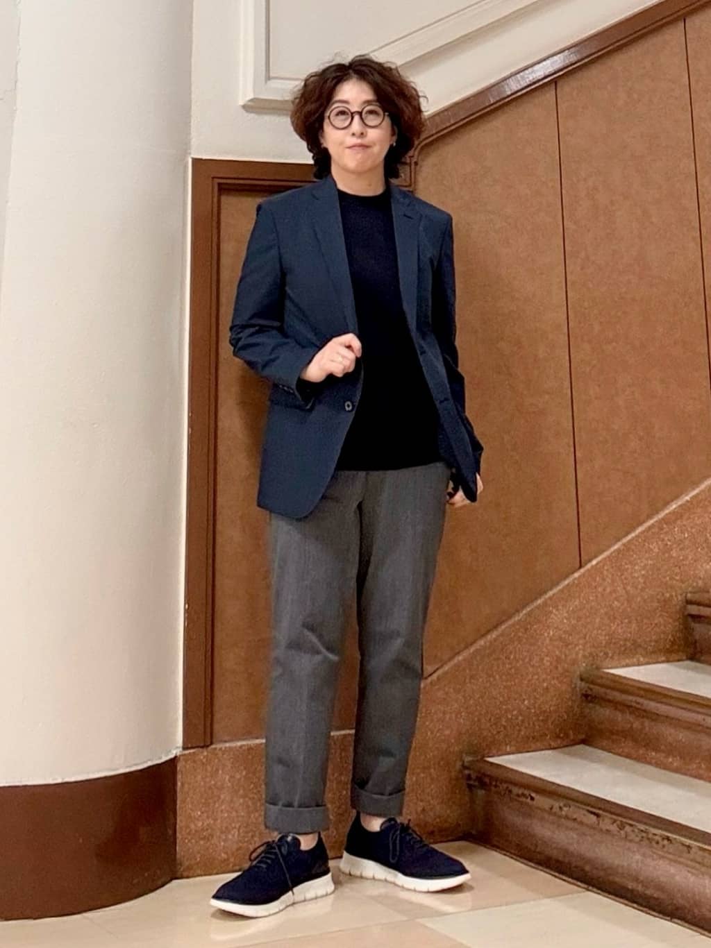 のぐみさんの「TAKEO KIKUCHI｜【抗菌防臭】COOL DOTS（R）ドビープリント ジャケット」を使ったコーディネート