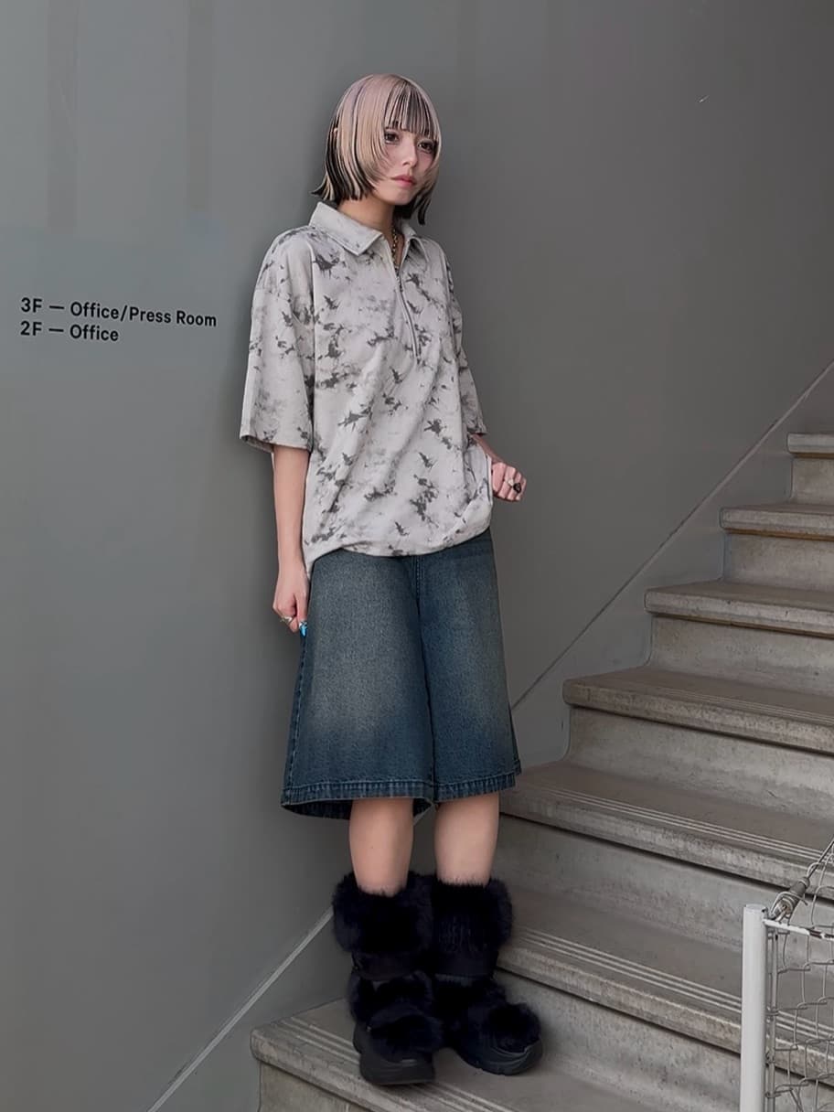 川本葵さんの「tk.TAKEO KIKUCHI｜◆ヴィンテージライクハーフジップポロシャツ」を使ったコーディネート
