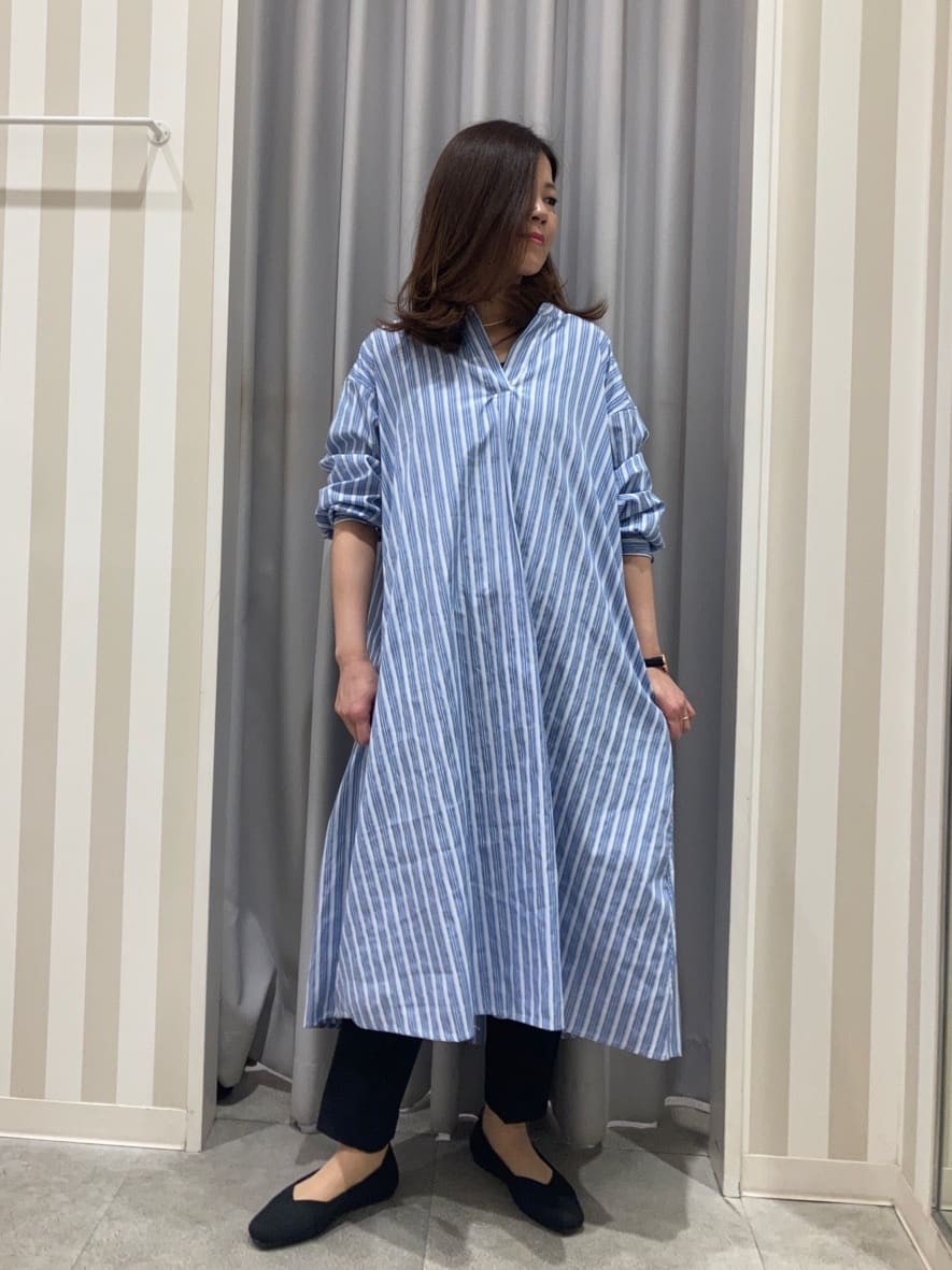 𝐂𝐡𝐢𝐢 &hearts;(ちー)さんの「SHOO･LA･RUE｜◆【洗える/S-LL】ストライプAラインワンピース」を使ったコーディネート