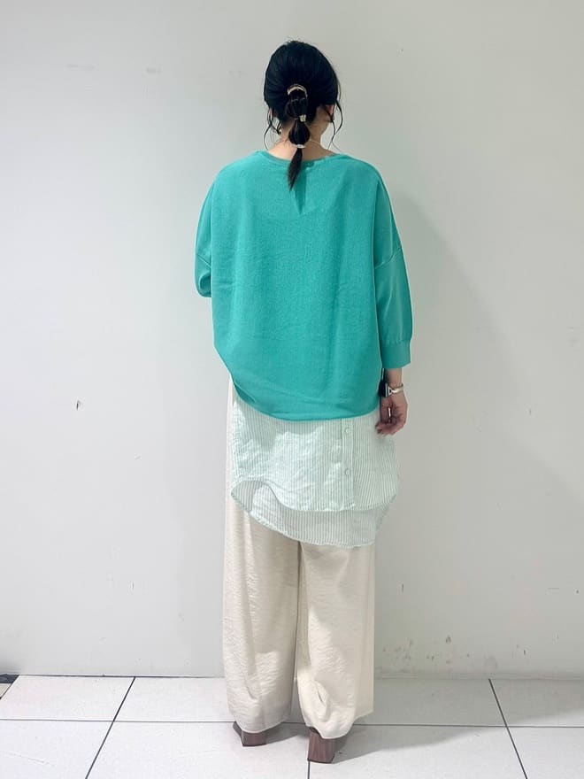そんさんの「INDIVI｜【洗える／UVケア／SETUP可能】ドロストワイドパンツ」を使ったコーディネート