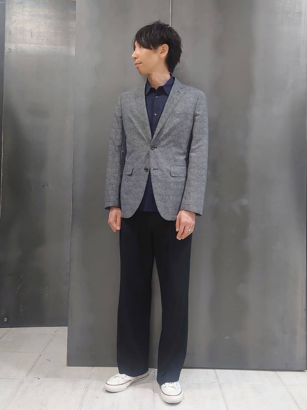 kawamuさんの「TAKEO KIKUCHI｜【抗菌防臭】COOL DOTS（R）ドビープリント ジャケット」を使ったコーディネート