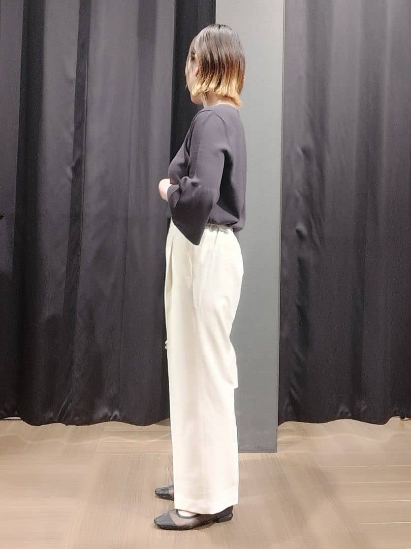 naoさんの「THE SHOP TK｜◆【接触冷感/体型カバー】7分袖フレアニット/洗濯機OK/ＵＶケア」を使ったコーディネート