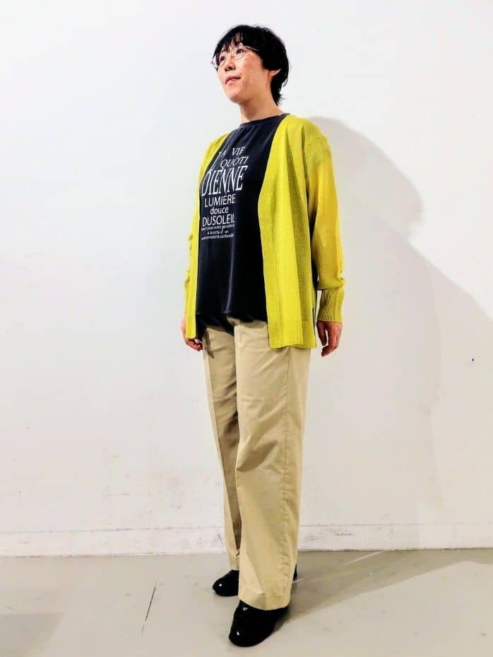kodamaさんの「THE SHOP TK｜◆シアーカーディガン【洗濯機OK】」を使ったコーディネート