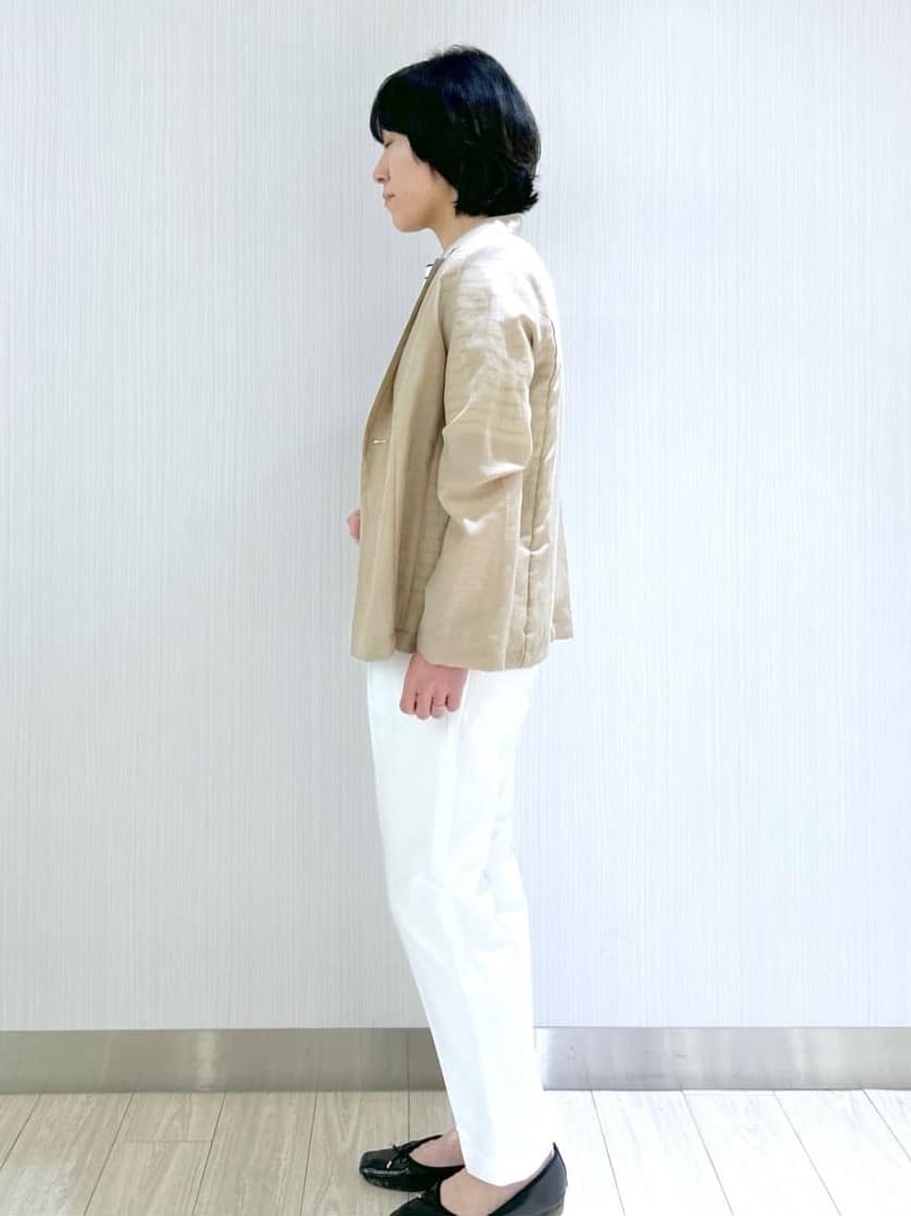 su.さんの「index｜麻調シアーダブルブレストテーラードジャケット【洗濯機洗い可】」を使ったコーディネート