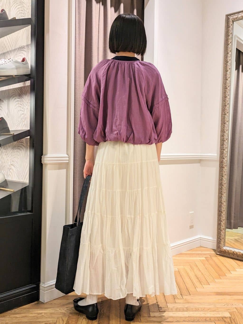 saoriさんの「DRESSTERIOR｜◆洗える/コットンボイルティアードスカート」を使ったコーディネート